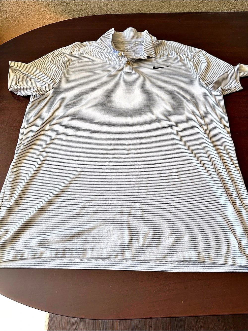 Nike Golf Dri-FIT Striped Polo White & Gray Size Medium